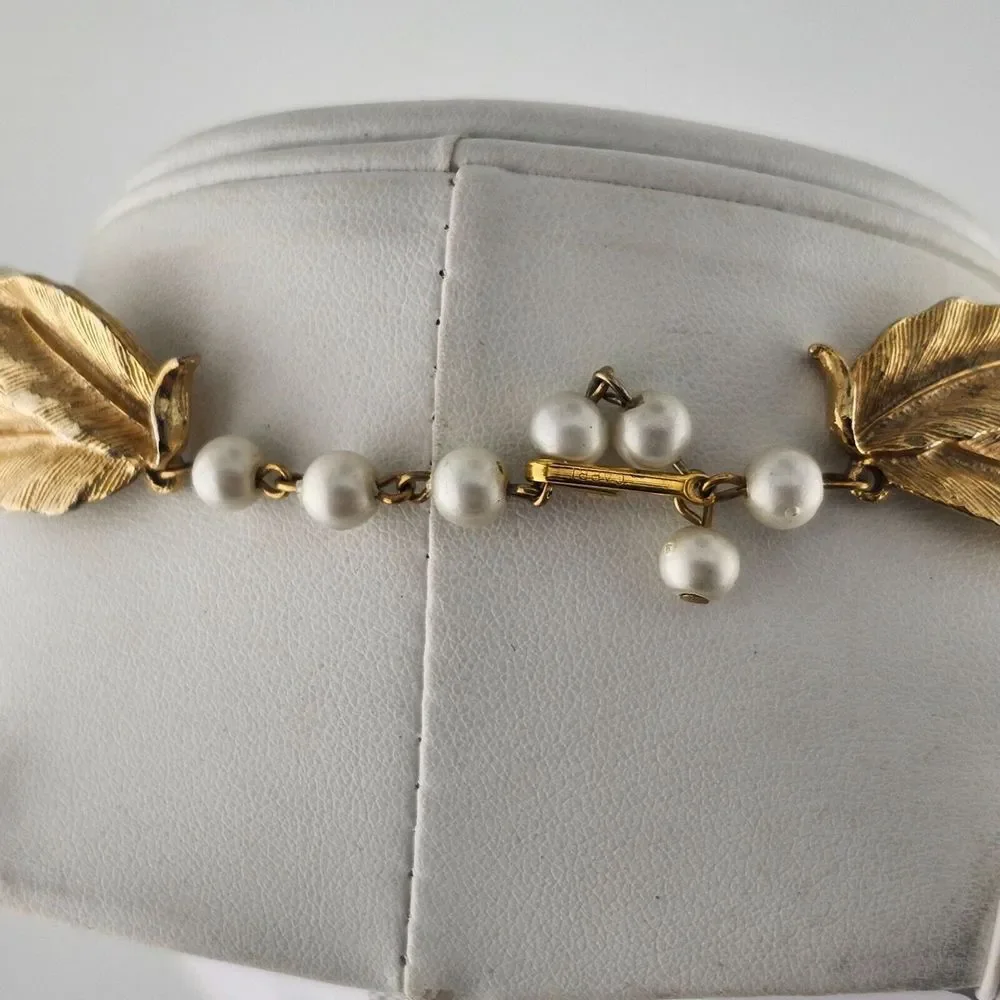 Vintage Capri Double Strand Faux Pearl‎ & Gold Bead Necklace 16